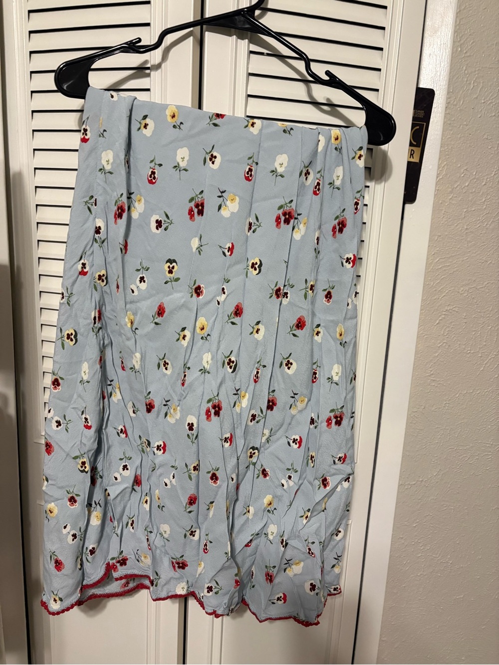 GAP Pale Blue Floral A-Line Midi Skirt